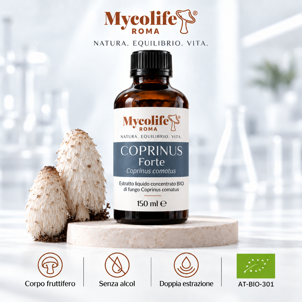 Coprinus Comatus Estratto Liquido FORTE 150ml | Mycolife BIO
