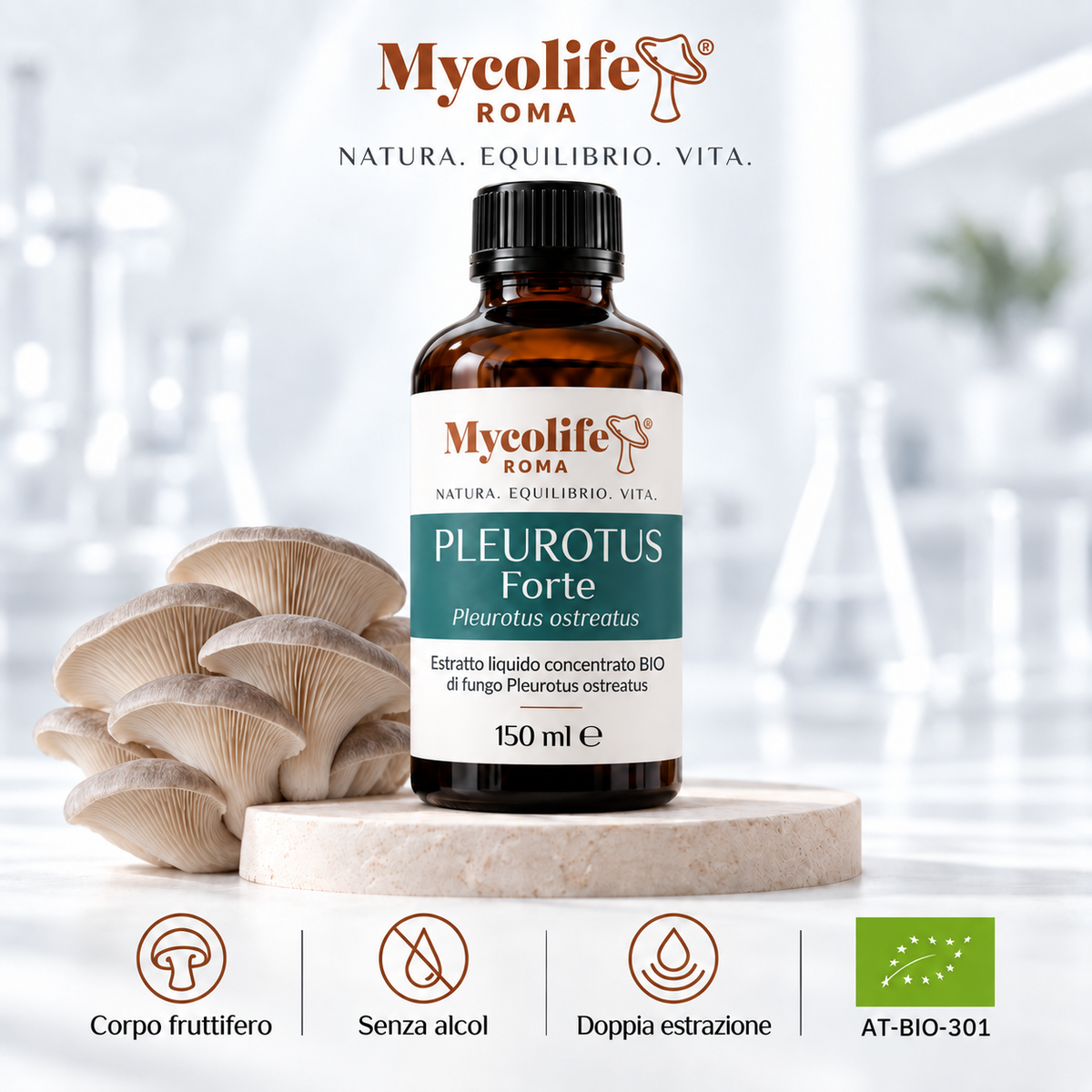 Pleurotus Ostreatus Estratto Liquido FORTE 150ml | Mycolife BIO